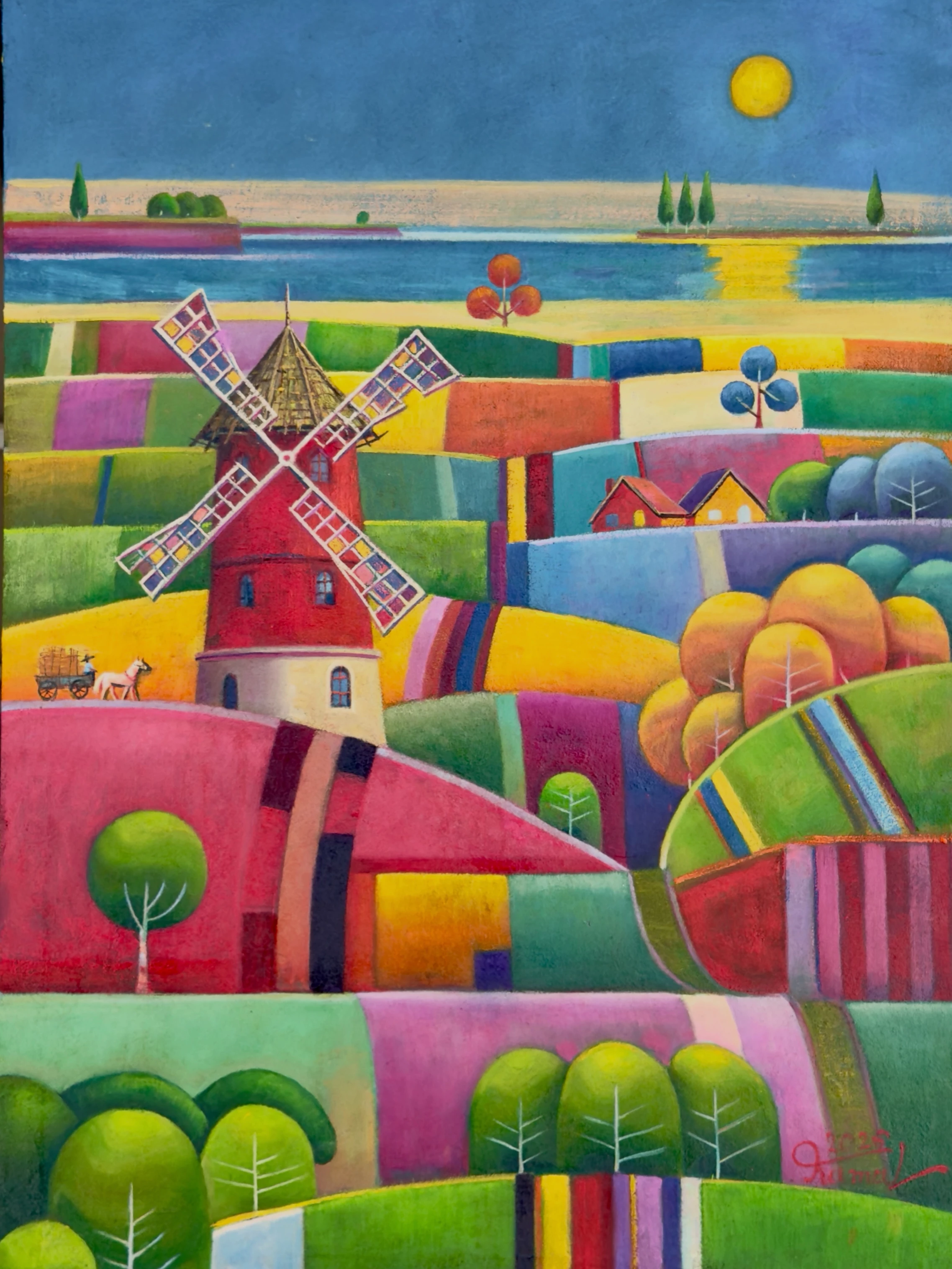 Landscape with Windmill and Rolling Hills