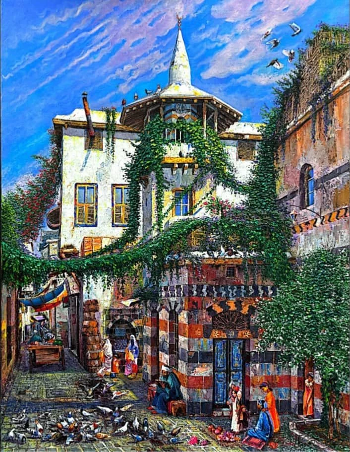 Charming Alleyway: A Vibrant Scene of Life and Nature