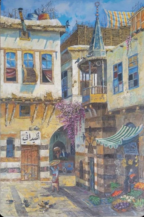 Charming Market Scene in a Historic Middle Eastern Town