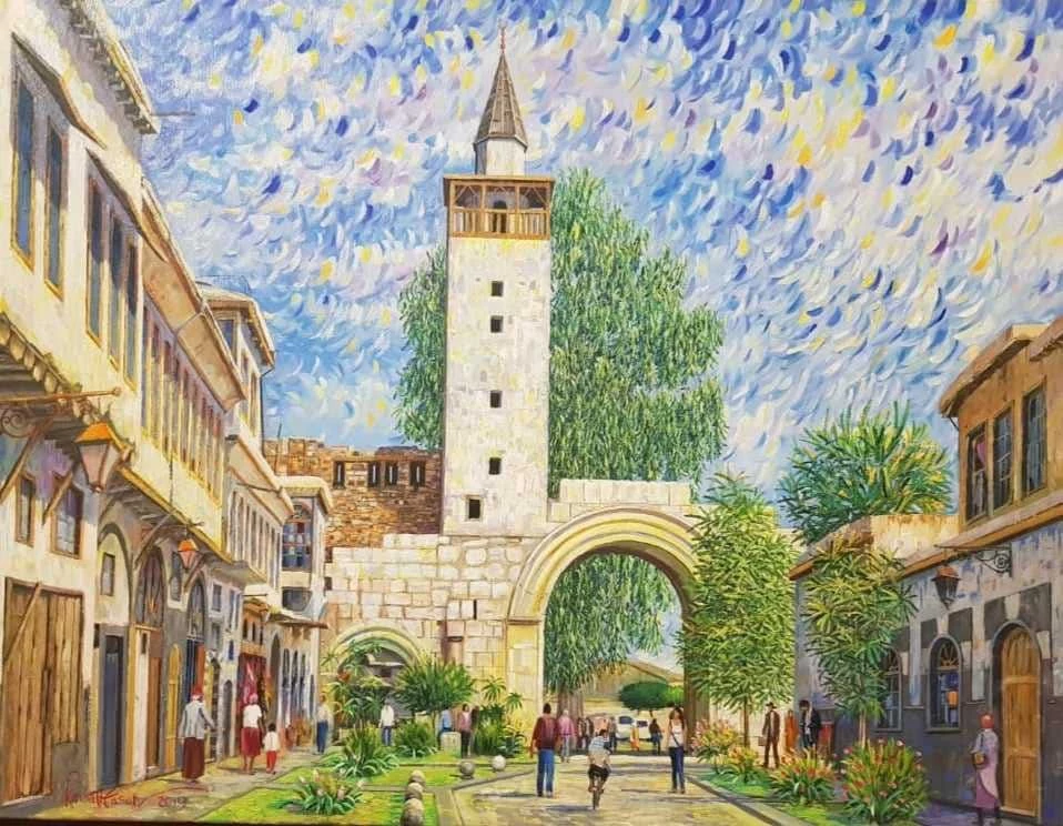 Charming Streetscape with Heritage Minaret and Lush Greenery